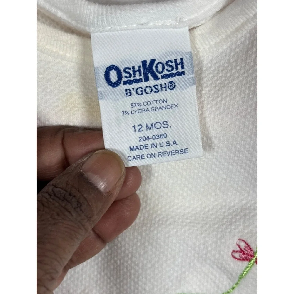 OshKosh B'gosh‎ Baby Girl White Embroidered Floral  Butterfly T-Shirt 12 Months